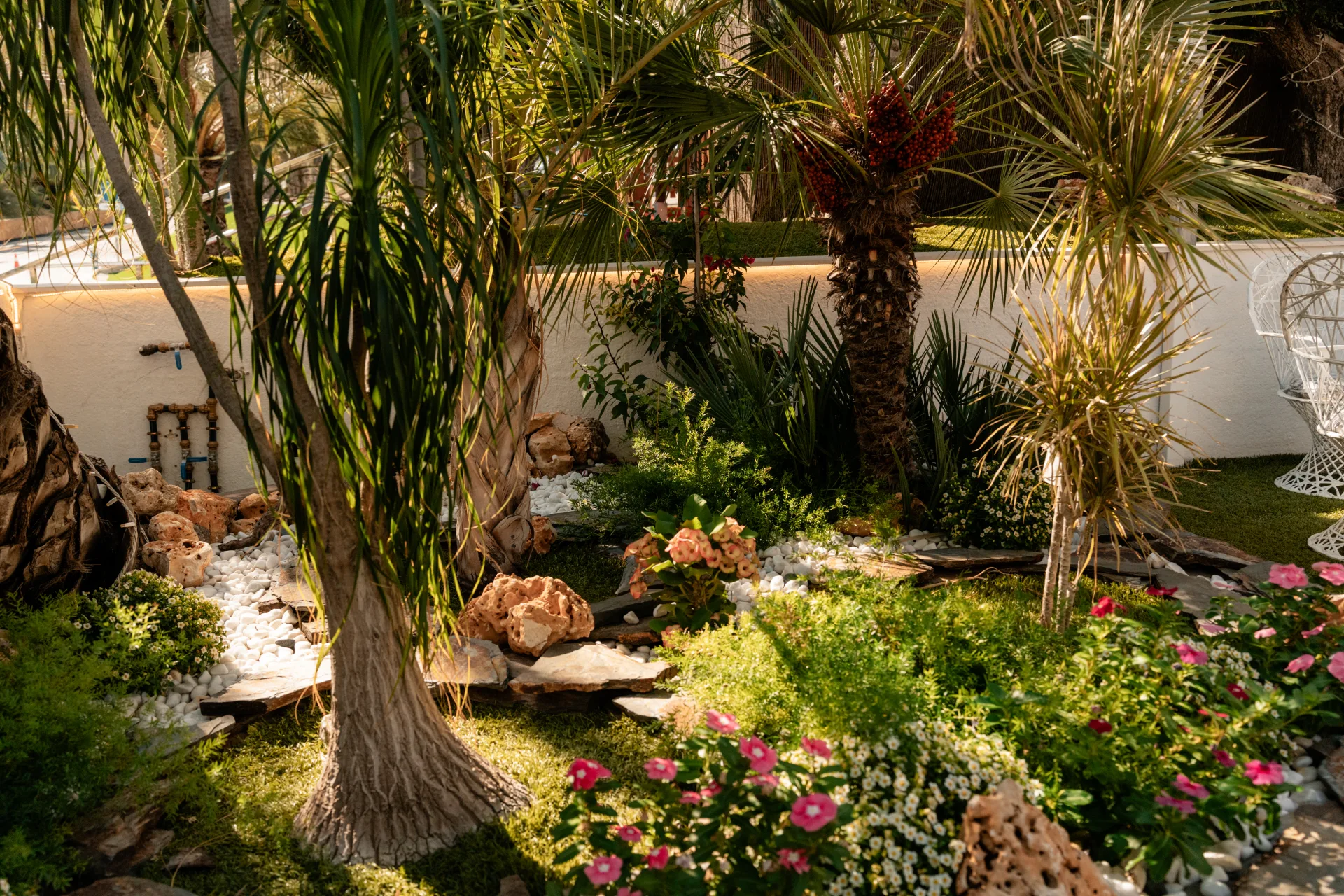 Jardines del espacio Oasis al atardecer